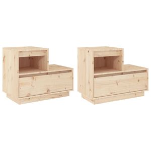 vidaXL sengeborde 2 stk. 60x34x51 cm massivt fyrretr&aelig;