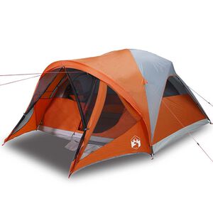 vidaXL 6-personers campingtelt vandt&aelig;t gr&aring; og orange