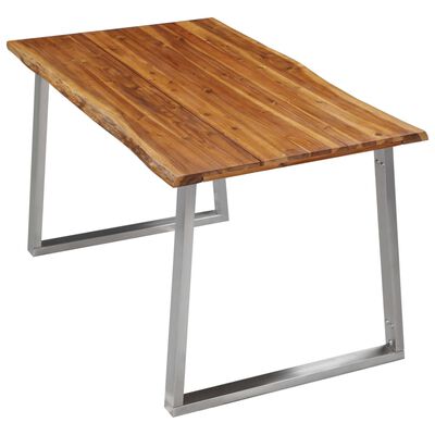 vidaXL spisebord 140 x 80 x 75 cm massivt akacietræ og rustfrit stål