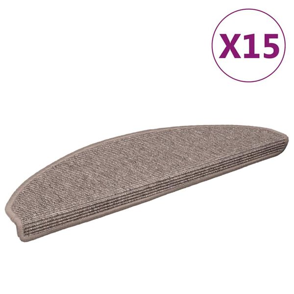 vidaXL trappem&aring;tter 15 stk. 65x21x4 cm m&oslash;rkebeige halvrund store