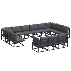 vidaXL Havesofa S&aelig;t med pude 13 pcs Sort Aluminium