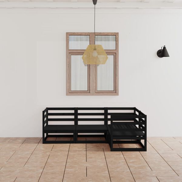 vidaXL lounges&aelig;t til haven 4 dele massivt fyrretr&aelig; sort