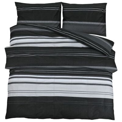 vidaXL sengetøj 200x200 cm bomuld sort og hvid