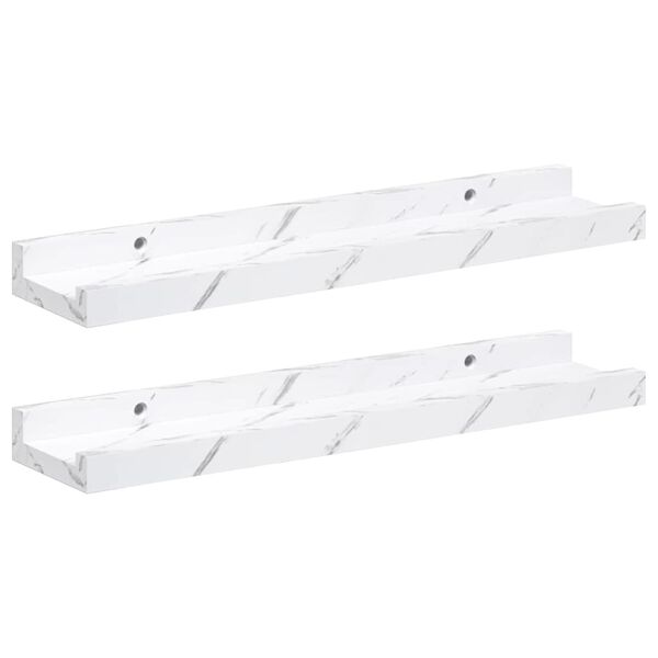 vidaXL V&aelig;ghylde 2 pcs Hvid marmor 40 x 9 x 3 cm Konstrueret tr&aelig;
