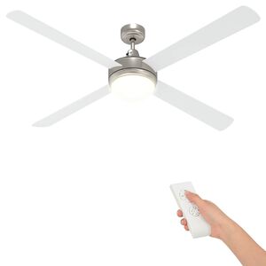 vidaXL Loftfan med lys og fjernbetjening &Oslash; 130 cm Hvid
