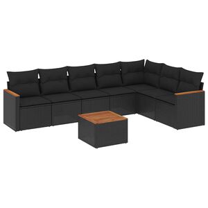 vidaXL sofas&aelig;t til haven 8 dele med hynder polyrattan sort