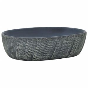 vidaXL h&aring;ndvask til bordplade 47x33x13 cm oval keramik sort og gr&aring;