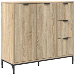 vidaXL Sideboard Sonoma eg 89,5 x 33 x 82 cm Konstrueret tr&aelig;