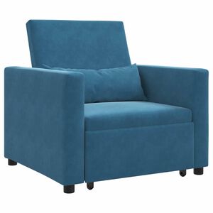 vidaXL Utr&aelig;kkelig sovesofa enkelt med hjul Bl&aring; Fl&oslash;jl