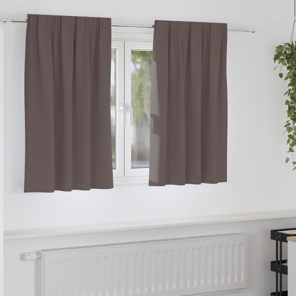 vidaXL M&oslash;rkl&aelig;gningsgardiner med ringe 2 pcs M&oslash;rk Brun 140 x 140 cm