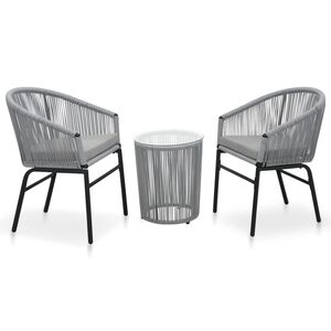 vidaXL bistros&aelig;t 3 dele med hynder PVC-rattan gr&aring;