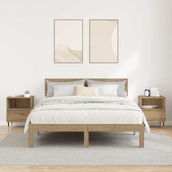 vidaXL Natskab 2 pcs Artisan Egetr&aelig; 40 x 35 x 50 cm Konstrueret tr&aelig;