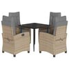 vidaXL spisebordss&aelig;t til haven 5 dele med hynder polyrattan beige
