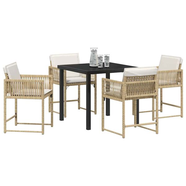 vidaXL Have Spisebordss&aelig;t 5 pcs Beige polyrattan