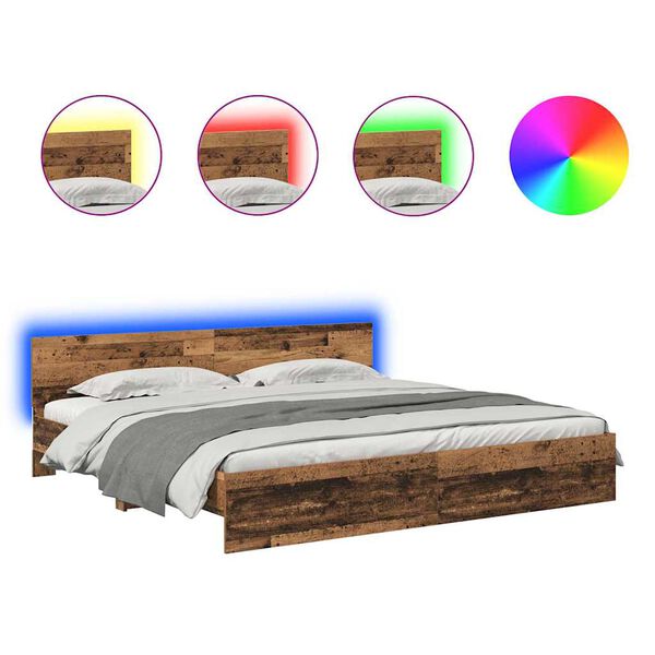 vidaXL Sengestel Gammelt tr&aelig; 200 x 200 cm Konstrueret tr&aelig;