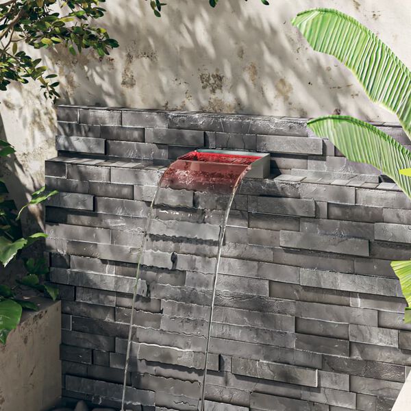 vidaXL vandfald med LED'er og RGB-farver 30 cm rustfrit stål