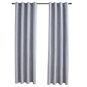 vidaXL m&oslash;rkl&aelig;gningsgardiner 2 stk. med metalringe 140 x 175 cm gr&aring;