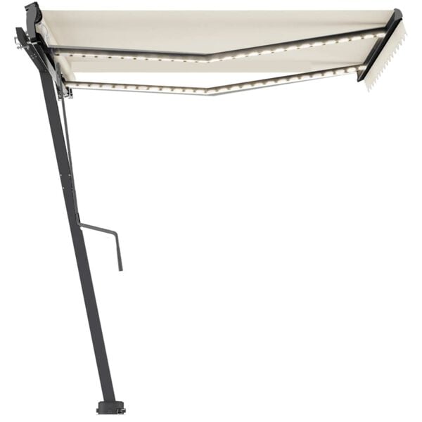 vidaXL fritst&aring;ende markise 350x250 cm automatisk betjening cremefarvet