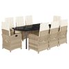 vidaXL spisebordss&aelig;t til haven 9 dele med hynder polyrattan beige