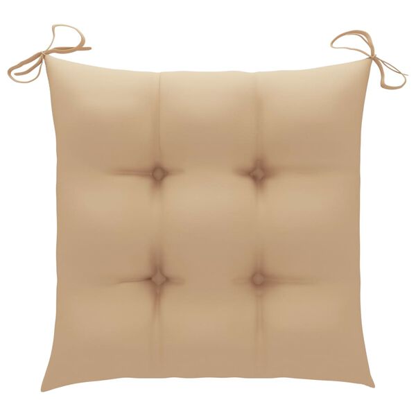 vidaXL gyngestol med beige hynde massivt teaktræ