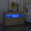 vidaXL sengebord med LED-lys 60x35x40 cm konstrueret tr&aelig; sonoma-eg