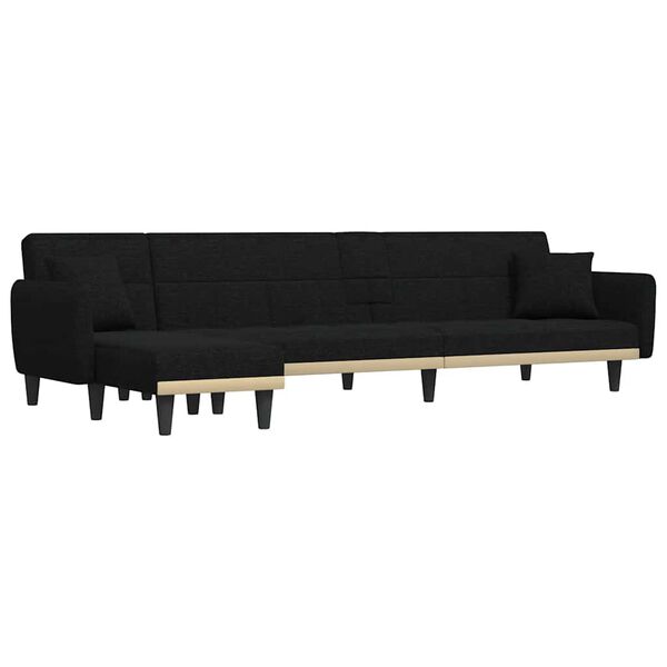vidaXL L-formet sovesofa 275x140x70 cm stof sort