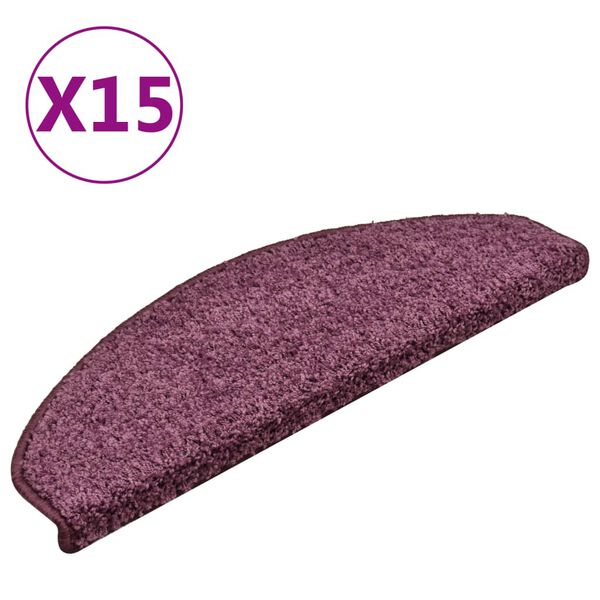 vidaXL trappem&aring;tter 15 stk. 65 x 21 x 4 cm m&oslash;rkelilla halvrunde store