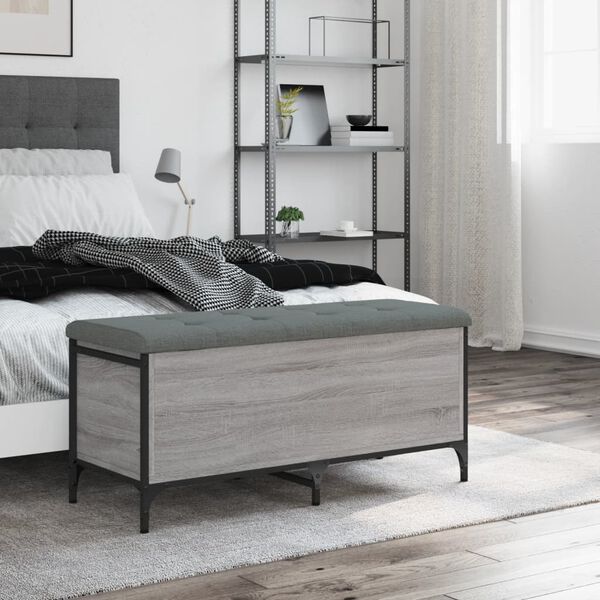 vidaXL opbevaringsb&aelig;nk 102x42x45 cm konstrueret tr&aelig; gr&aring; sonoma-eg