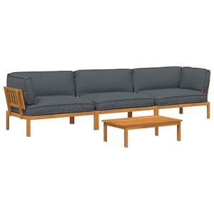 vidaXL Sofa S&aelig;t med pude Ensfarvet 4 pcs Antracit Massivt Akacietr&aelig;