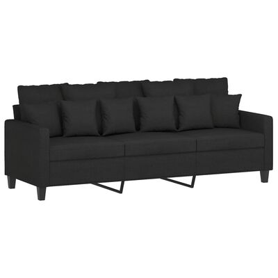 vidaXL 3-personers sofa med fodskammel 180 cm sort