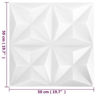 vidaXL 3D-vægpaneler 12 stk. 50x50 cm 3 m² origami hvid