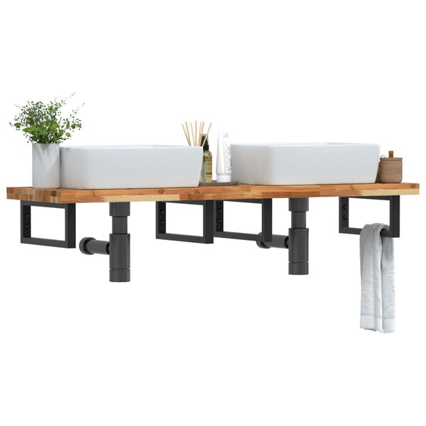vidaXL v&aelig;gh&aelig;ngt badev&aelig;relseshylde st&aring;l og massivt akacietr&aelig;