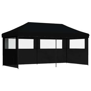 vidaXL foldbart pop-up festtelt med 3 sidev&aelig;gge sort