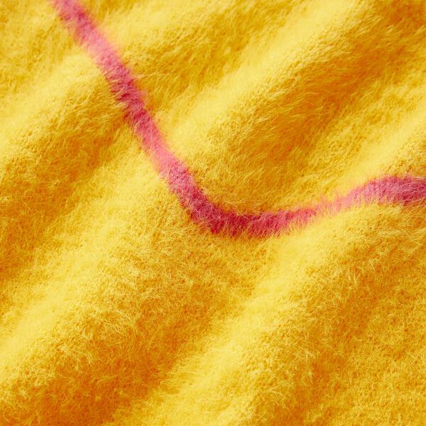 Sweater til børn str. 140 strikket okkergul