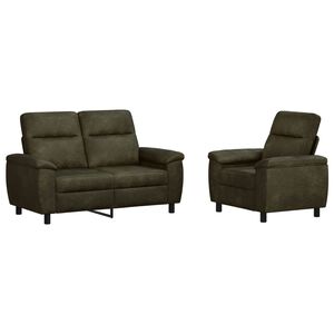 vidaXL Sofa S&aelig;t 2 pcs Army Gr&oslash;n Faux Suede L&aelig;der