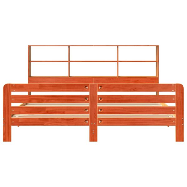 vidaXL sengeramme uden madras 200x200 cm massivt fyrretr&aelig; gyldenbrun