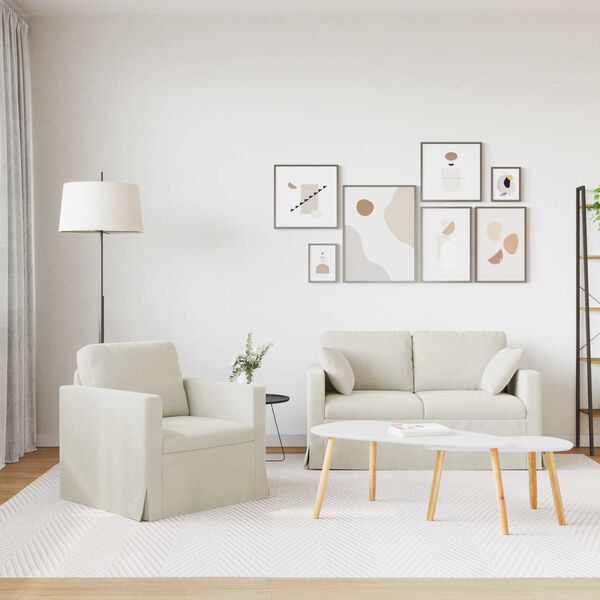 vidaXL Sofa 2 pcs Creme 138 x 78 x 80 cm Fl&oslash;jl