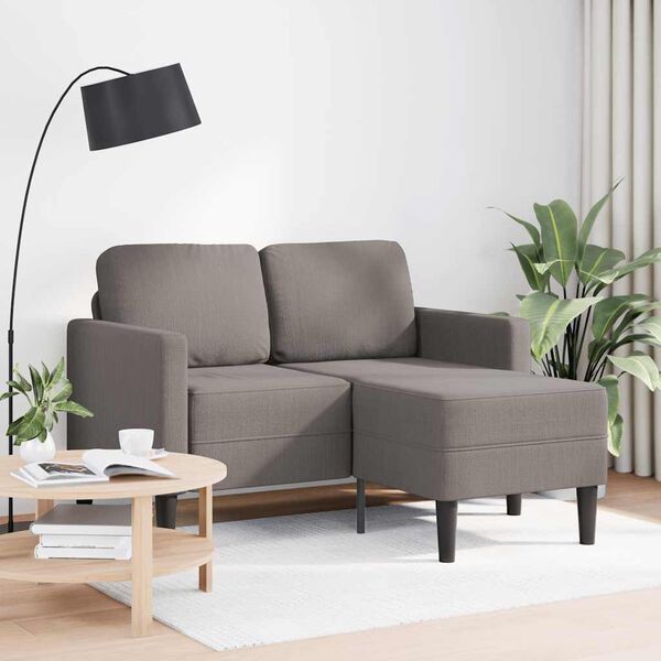 vidaXL 2-personers sofa med chaiselong L-formet 125 cm stof gr&aring;brun