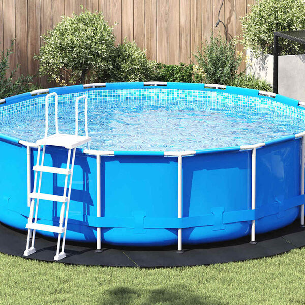 vidaXL Pool Bundark Sort Ø 366 cm Polyester geotekstil