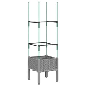 vidaXL plantekasse med espalier 40x40x142,5 cm PP lysegr&aring;