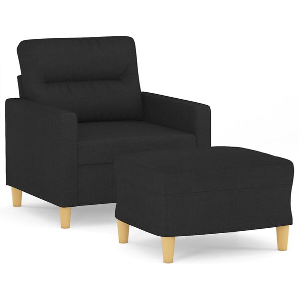 vidaXL sofastol med fodskammel 60 cm stof Sort