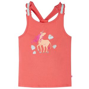 vidaXL Tanktop til b&oslash;rn str. 116 koralr&oslash;d
