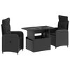 vidaXL Udend&oslash;rs spise s&aelig;t 3 stk. Sort polyrattan