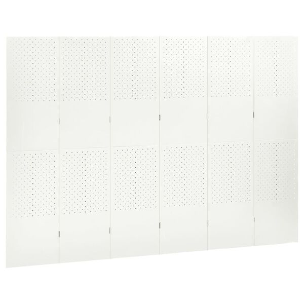 vidaXL 6-panels rumdeler 240x180 cm stål hvid