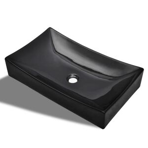 Keramisk badev&aelig;relsesvask basin sort rektangul&aelig;r