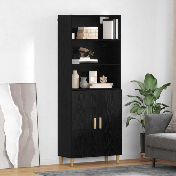 vidaXL Highboard Sort eg 69,5 x 32,5 x 180 cm Konstrueret tr&aelig;