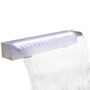Rektangul&aelig;r vandfaldsfont&aelig;ne med LED-lys rustfrit st&aring;l 60 cm