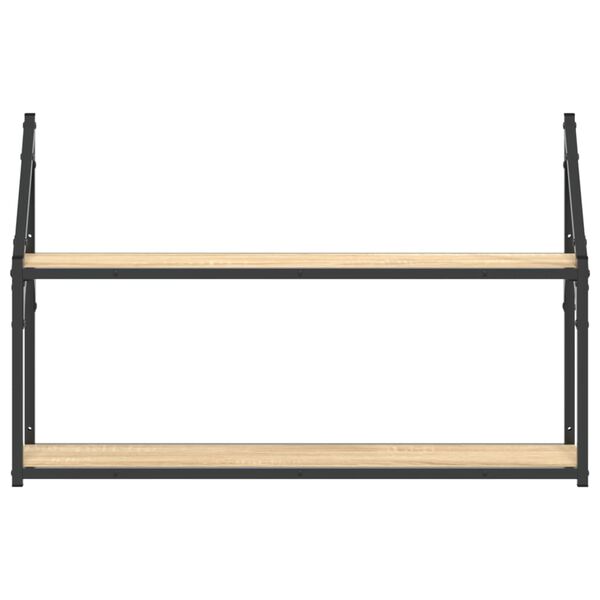 vidaXL v&aelig;greol med 2 hylder 80x21x51 cm konstrueret tr&aelig; sonoma-eg