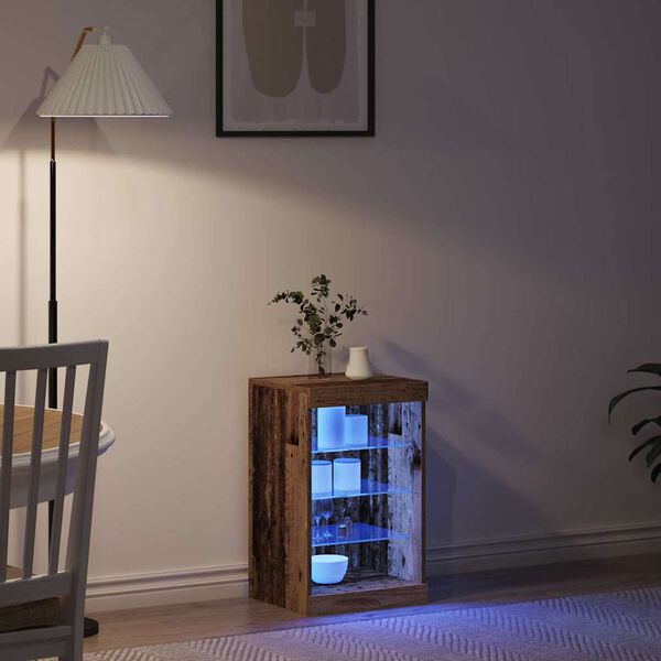 vidaXL LED Sideboard Gammelt træ 41 x 37 x 67 cm Konstrueret træ