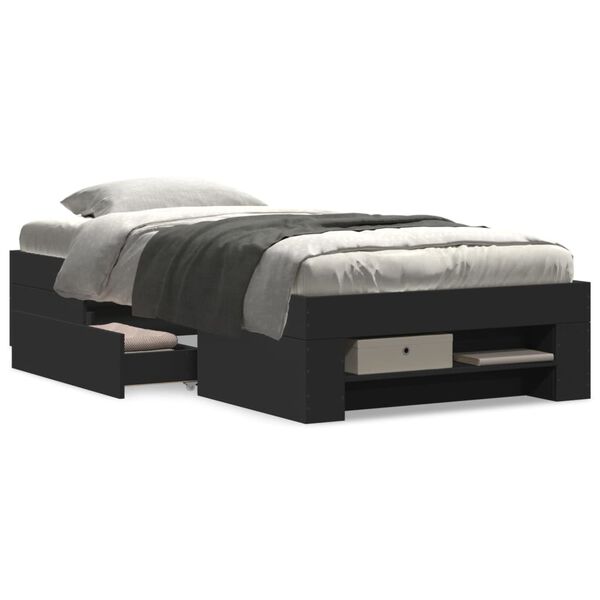 vidaXL sengeramme 75x190 cm konstrueret tr&aelig; sort